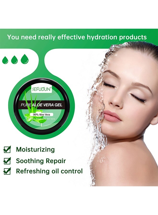 Sefudun Pure Aloe Vera Gel，99.9% Organic Aloe Vera Gel For Face, Hair, Sunburn Relief, Pure Aloe Vera Soothing Gel For Skin Care, Acne, After Sun Repair, After Shave, No Sticky Residue, Moisturizing Quick Absorbing 50g  - Image 2