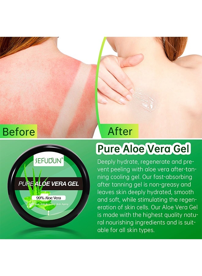 Sefudun Pure Aloe Vera Gel，99.9% Organic Aloe Vera Gel For Face, Hair, Sunburn Relief, Pure Aloe Vera Soothing Gel For Skin Care, Acne, After Sun Repair, After Shave, No Sticky Residue, Moisturizing Quick Absorbing 50g  - Image 5