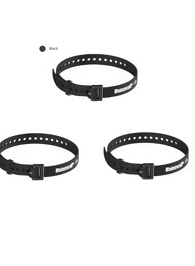 3pcs Black TPU Elastic Strap for Securing Bike Motorcycle Cycling Luggage Tensile Fastener - Image 1