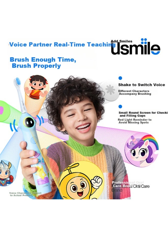 Usmile Smile Plus Kids Electric Toothbrush Digital Toothbrush Missed Brush Reminder Q30 Adventure Blue For Ages 3-15 Birthday Gift Children's Gift New Year Gift - Image 1