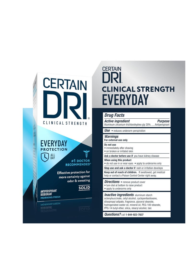 CERTAIN DRI Certain Dri Everyday Strength Clinical Antiperspirant Solid Deodorant, Hyperhidrosis Treatment for Men & Women, Morning Fresh, 2.6oz, 3 Pack  - Image 4