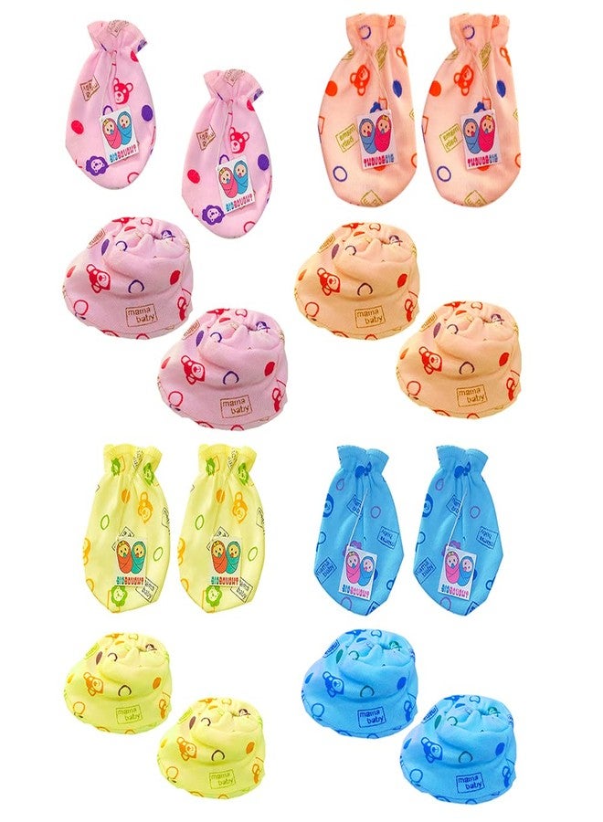 Bigbought New Born Baby Cloth Set Of Jhabla(4 Pcs),Nappy(8 Pcs),Hand Mittens(4 Pair),Leg Booties(4 Pair),Cap(4 Pcs) and Waterproof Sheets(4 Pcs). - Image 4