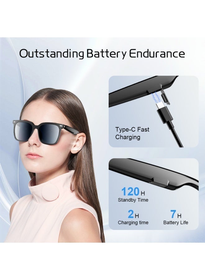 لوريت نظارات شمسية ذكية مزودة بتقنية البلوتوث للرجال والنساء مع مكبرات صوت ستيريو مزدوجة، وموسيقى مفتوحة للأذن ومكالمات عالية الدقة، وحماية من الأشعة فوق البنفسجية - Image 3