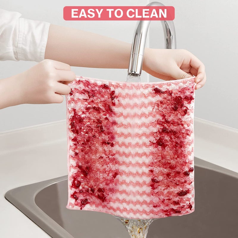 AMITER Kitchen Dish Towels, 100% Cotton Microfiber Kitchen Towels and Dishcloths Set, 10 Pack Dish Cloths for Washing Dishes Dish Rags for Drying Dishes Kitchen Wash Clothes Cleaning Towel - Image 5