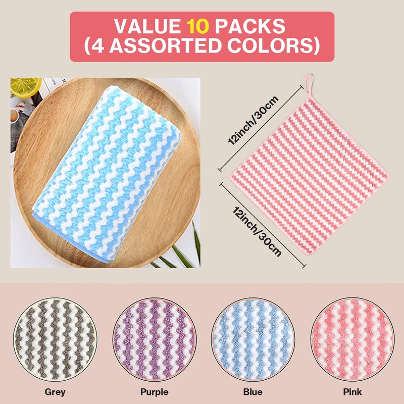 AMITER Kitchen Dish Towels, 100% Cotton Microfiber Kitchen Towels and Dishcloths Set, 10 Pack Dish Cloths for Washing Dishes Dish Rags for Drying Dishes Kitchen Wash Clothes Cleaning Towel - Image 3