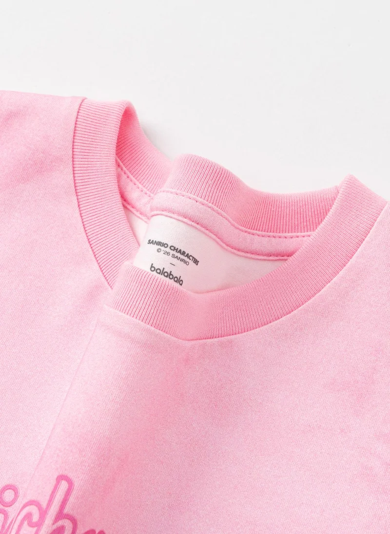 Balabala Pink Kids Girls Round v-neck short-sleeved T-shirt for Women | Best Price UAE