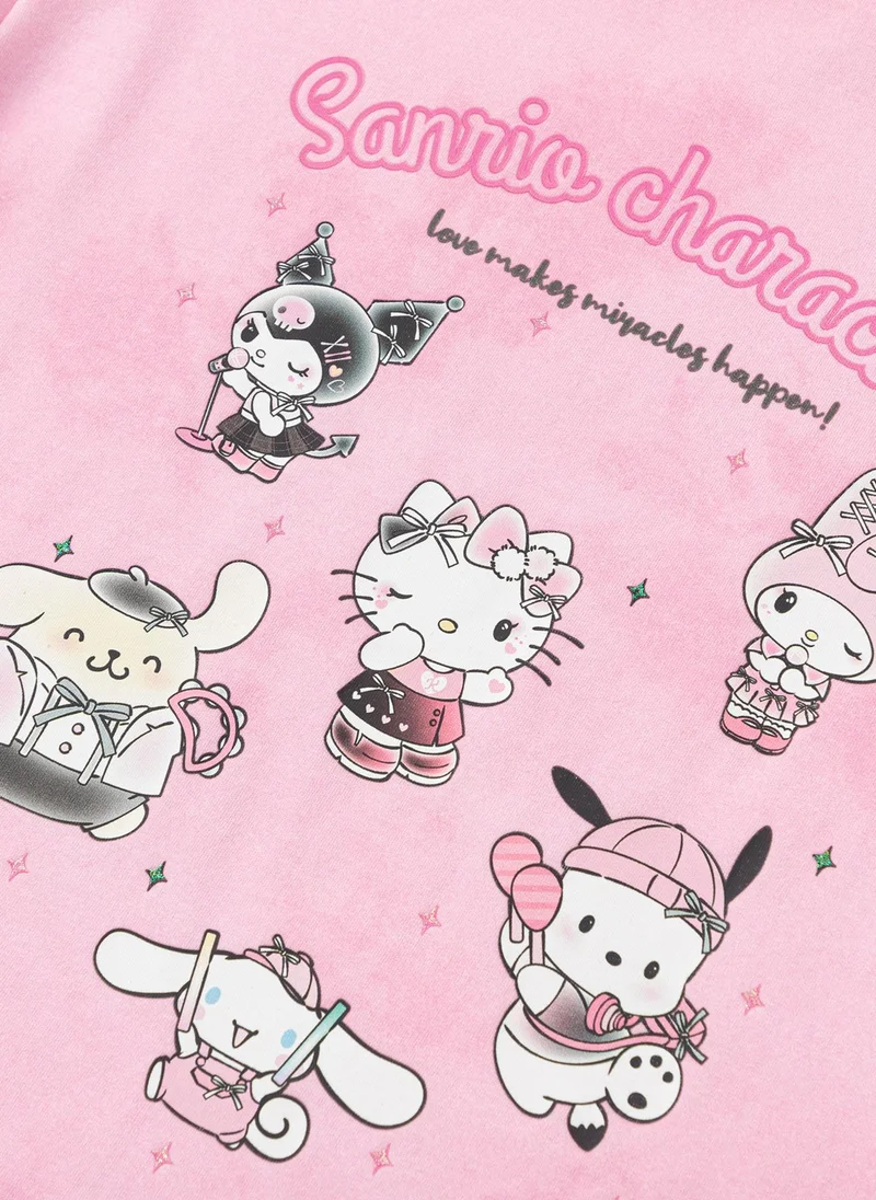 Balabala Pink Kids Girls Round v-neck short-sleeved T-shirt for Women | Best Price UAE