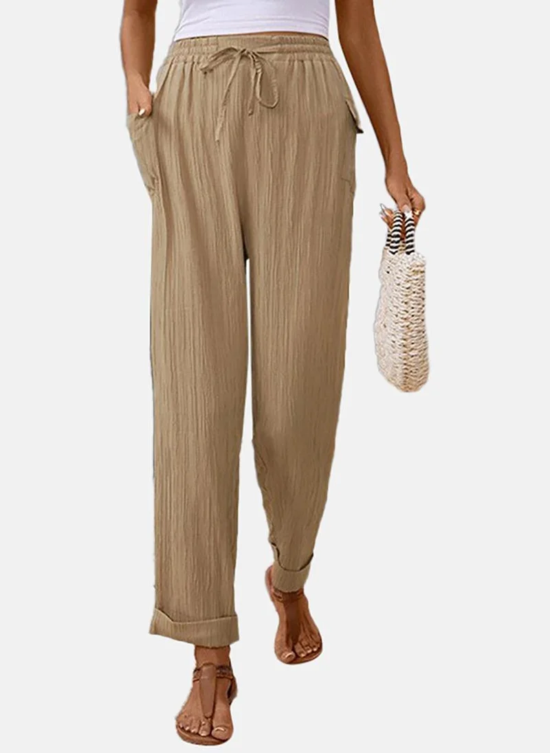 YUNIQEE Women Khaki Mid-Rise Peg Trousers