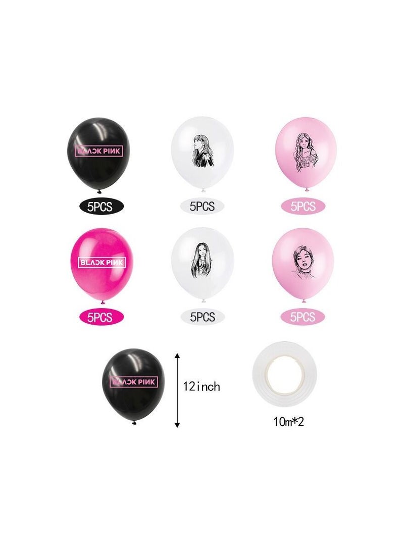 general Black Pink Kpop Birthday Party Decorations, Black Pink Korean Girl Party Supplies Include Happy Birthday Banner, Latex Balloons, Invitations, Cake Decorations for Fans - Image 3