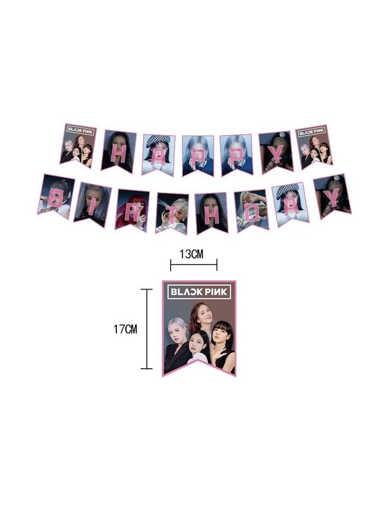 general Black Pink Kpop Birthday Party Decorations, Black Pink Korean Girl Party Supplies Include Happy Birthday Banner, Latex Balloons, Invitations, Cake Decorations for Fans - Image 4