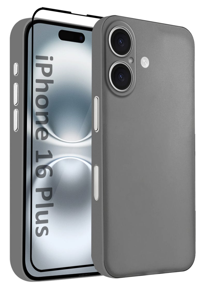 CATANES 2Packs Thin Case for iPhone 16 Plus , Back Cover Sturdy Durable Ultra-Thin Case Drop Protection Cover Clear - Dark Grey  - Image 1