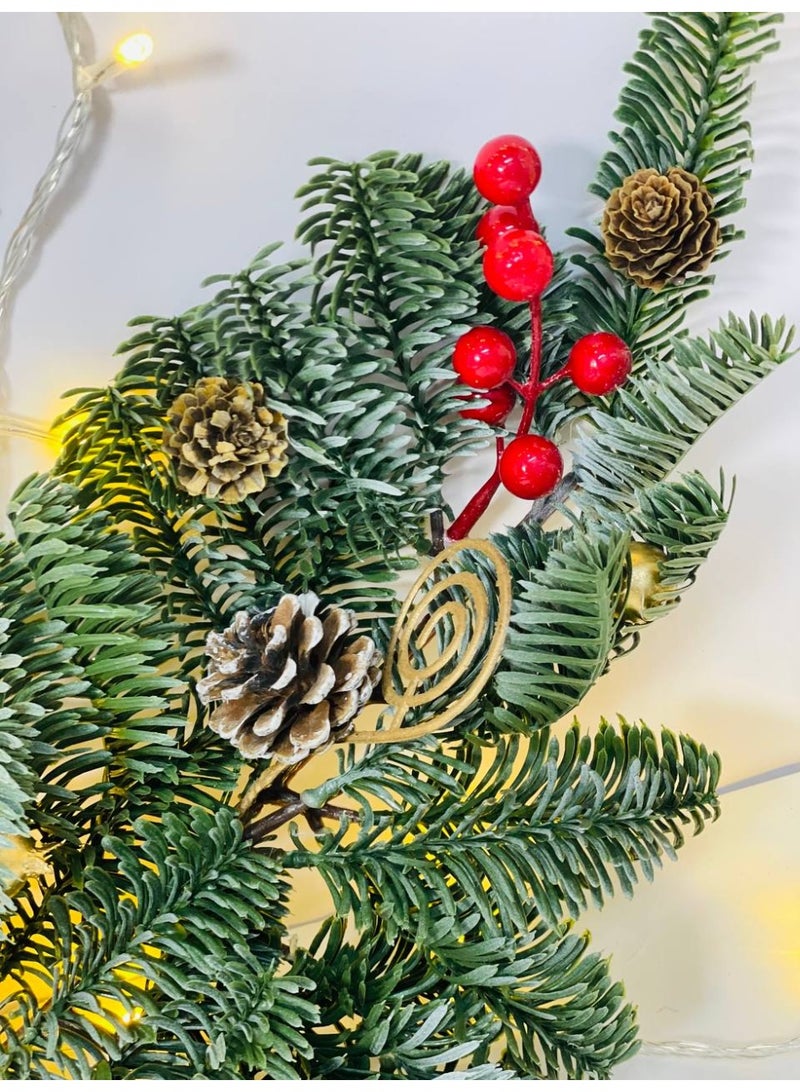 Artificial Christmas branch garland with bow, grapes, cherries and artichokes. Size: 44 cm - Image 2