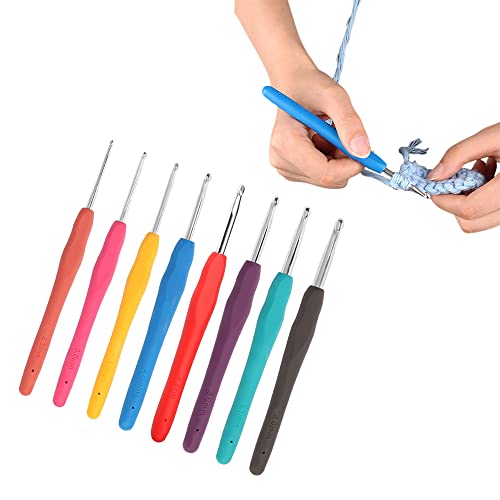 Fapiwen Crochet Hooks Kit, 8 Pieces Set Woolen Crochet Needle, Knitting & Crochet Supplies for Beginners, DIY Knitting Kit for Knitting Sweaters, Scarves and Hats - Image 1
