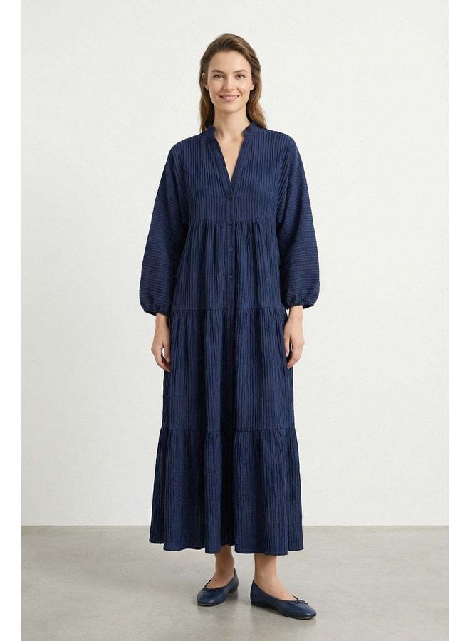 Soul Women's V-Neck Tiered Dress – 32461ELB - NAVY. - Image 1