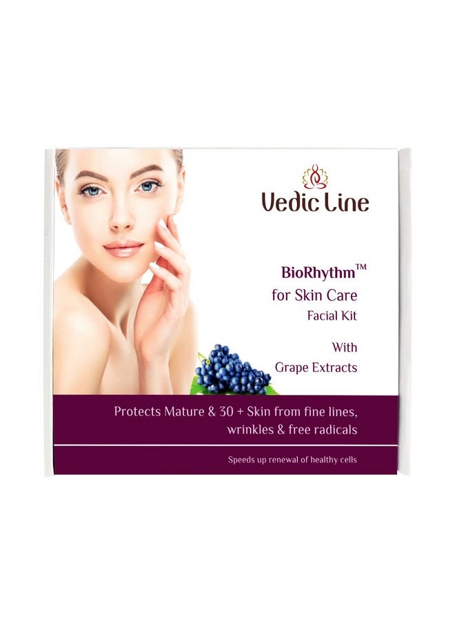 Vedic Line Bio Rhythm Anti Aging Skin Care Facial Kit Glowing Skin And Deep Cleansing, Brightening And Instant Glow All Type Skin Solution (Scrub, Renewal Cream, Pack, Active Cream), 350Ml  - Image 1