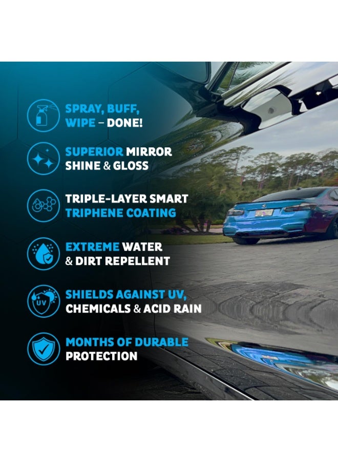 MAXL ONE Triphene All-Purpose Waterless Car Detailer Kit, 2x20oz Sprays with 4 Microfiber Cloths - Image 4