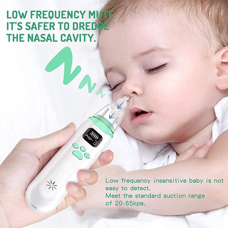 VABOO Electric Baby Nasal Aspirator, USB Rechargeable Nose Cleaner with 3 Suction Levels & 3 Silicone Tips for Gentle and Effective Baby Nose Cleaning - Image 4