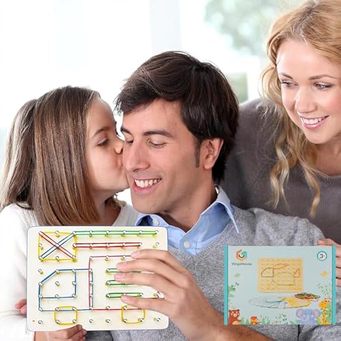 GEOBOARD WOODEN MONTESSORI TOY - CONSTRUCTION OF DIFFERENT SHAPES - PROMOTE SPATIAL THINKING AND IMAGINATION - A HAPPY GIFT FOR CHILDREN AGED 3+ - Image 5