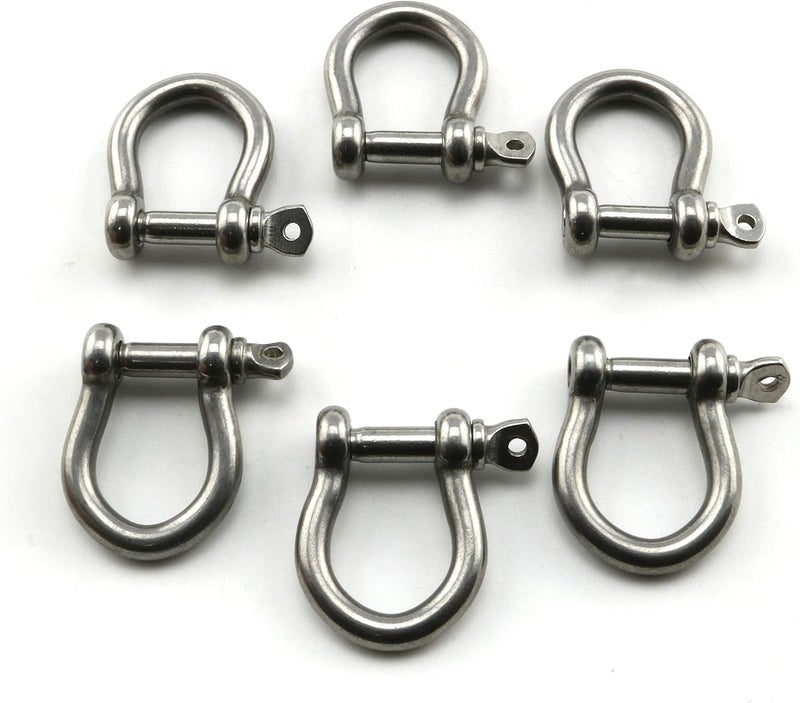 heyous 6pcs 1/5 Inch 5mm Screw Pin Anchor Shackle Stainless Steel Heavy Duty Bow Shape Load Clamp for Chains Wirerope Lifting Paracord Outdoor Camping Survival Rope Bracelets - Image 3