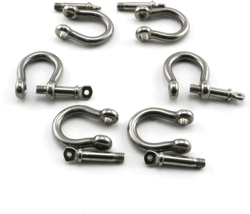 heyous 6pcs 1/5 Inch 5mm Screw Pin Anchor Shackle Stainless Steel Heavy Duty Bow Shape Load Clamp for Chains Wirerope Lifting Paracord Outdoor Camping Survival Rope Bracelets - Image 4