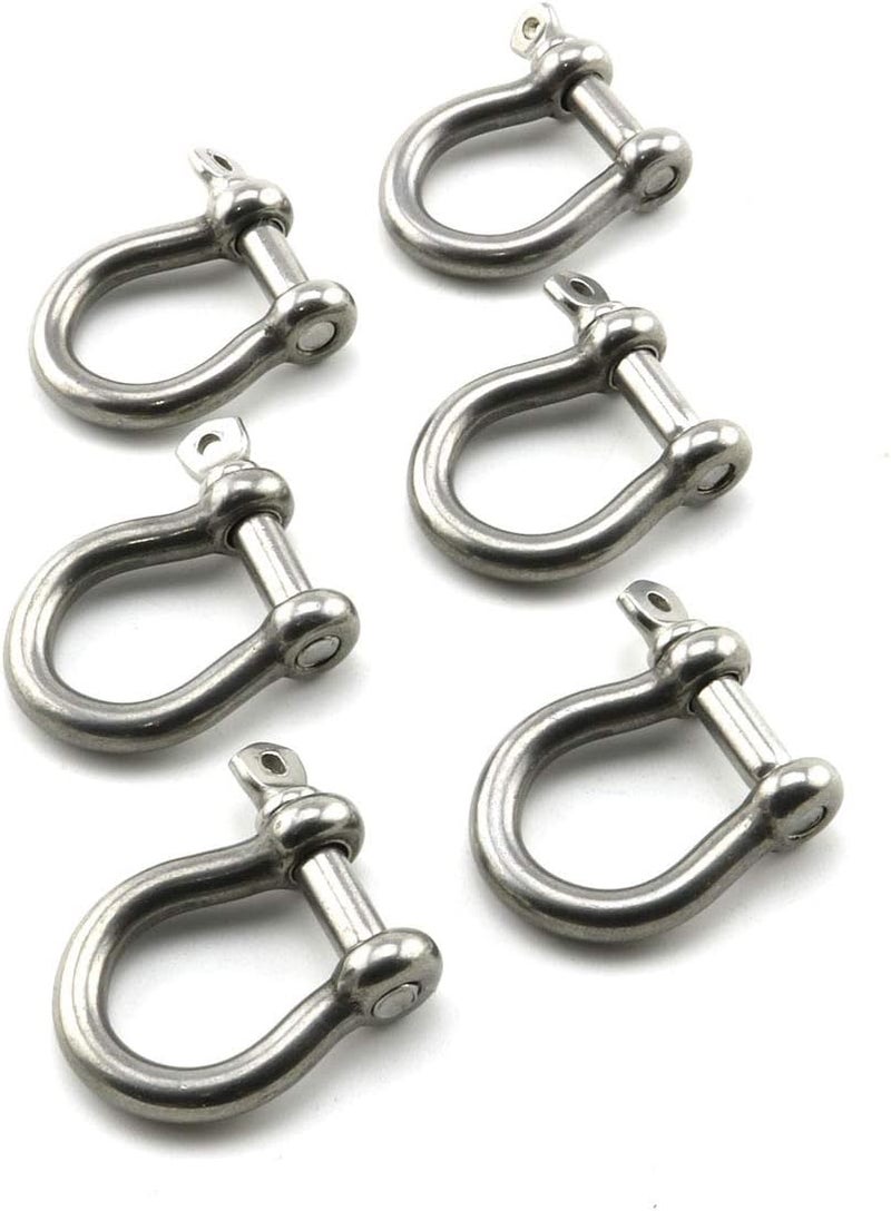 heyous 6pcs 1/5 Inch 5mm Screw Pin Anchor Shackle Stainless Steel Heavy Duty Bow Shape Load Clamp for Chains Wirerope Lifting Paracord Outdoor Camping Survival Rope Bracelets - Image 1