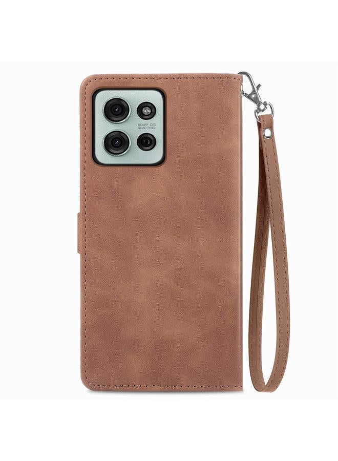 S-TOP Case For Motorola Moto G75 5G Embossed Flower Zipper Leather Phone Case - Image 3