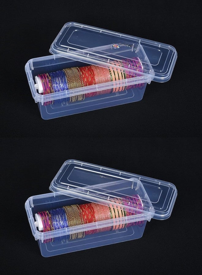DMDENT plastic Bangle box For Women,Jewellery box For Travelling,Poratble Chudi Organizer For Travel,Transparent One Rod Bangle Organiser (1 rod bangle Box) (PACK OF 2) - Image 1