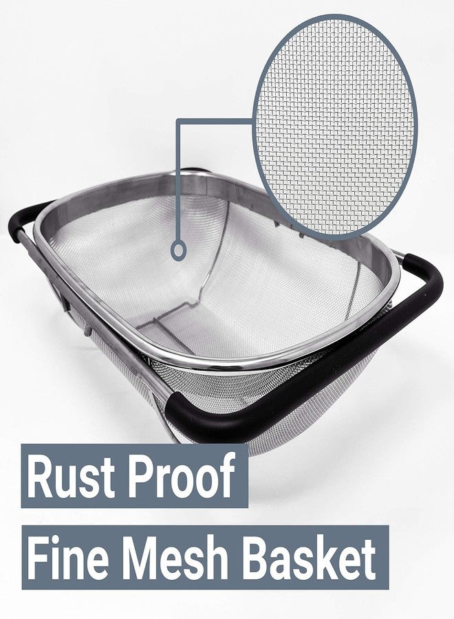 TECHNOWAYS SOLUTION Stainless Steel Over Sink Colander, Expandable Strainer Basket with Fine Mesh & Rubber Grip for Kitchen Sink Strainer for Pasta, Food, Vegetables - Image 3