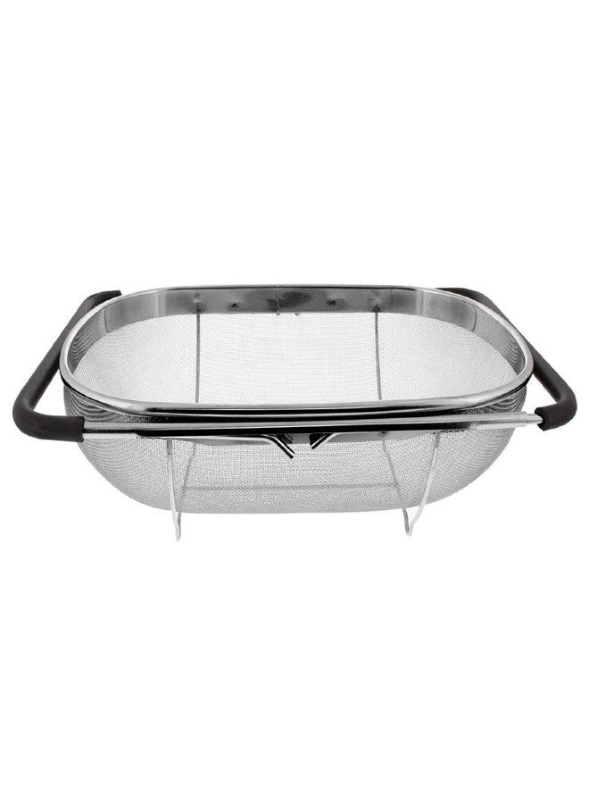 TECHNOWAYS SOLUTION Stainless Steel Over Sink Colander, Expandable Strainer Basket with Fine Mesh & Rubber Grip for Kitchen Sink Strainer for Pasta, Food, Vegetables - Image 1