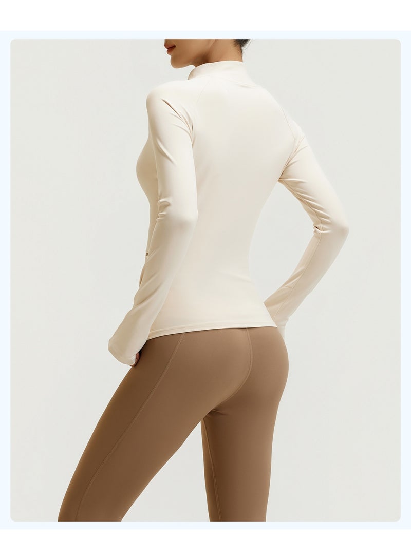 Women's 3-Piece Yoga Workout Set: Full-Zip Stand Collar Sport Jacket with Thumb Holes, Built-in Bra Tops, High-Waist Tummy Control Leggings & Headband Athletic Activewear Suit - Image 3