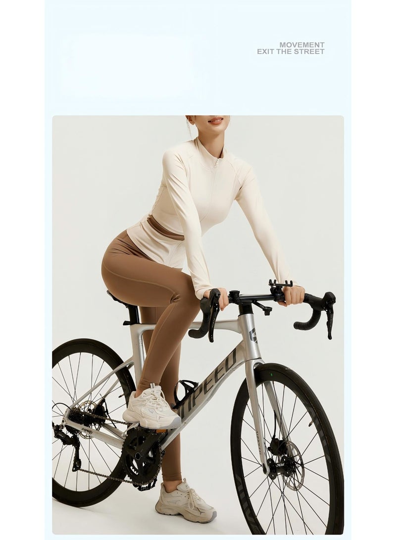 Women's 3-Piece Yoga Workout Set: Full-Zip Stand Collar Sport Jacket with Thumb Holes, Built-in Bra Tops, High-Waist Tummy Control Leggings & Headband Athletic Activewear Suit - Image 2