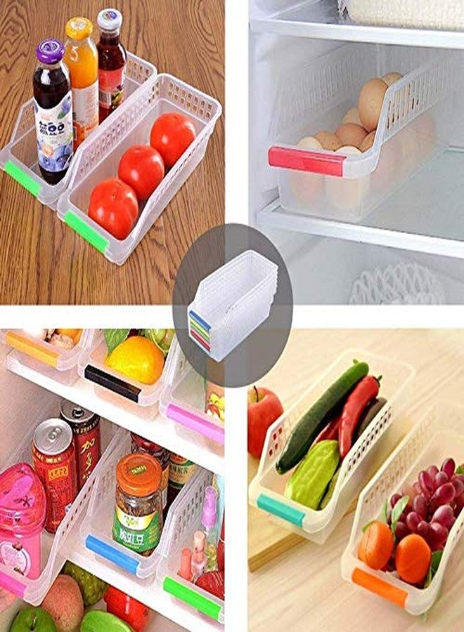 DARKZONE Plastic Fridge Space Saver Food Storage Organizer Basket Rack,Multi-Color Set of 4 - Image 2