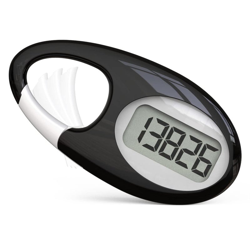 synwoo Simple 3D Step Counter, Walking Pedometer, Steps Tracker with Neck Lanyard/Carabiner for Men Women Teens Adults Seniors (Black) - Image 1