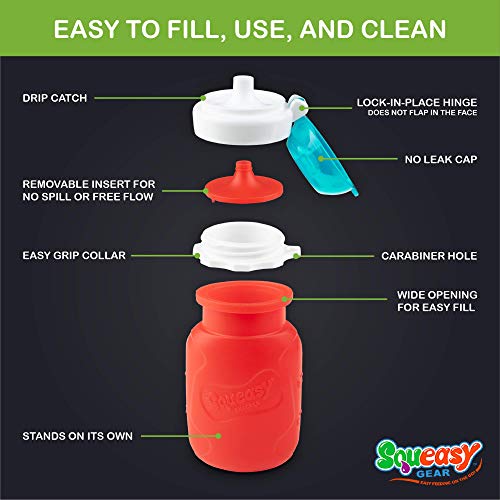 Squeasy Snacker Red 3.5 oz Squeasy Snacker Spill Proof Silicone Reusable Food Pouch - for Both Soft Foods and Liquids - Water, Apple Sauce, Yogurt, Smoothies, Baby Food - Dishwasher Safe - Image 4