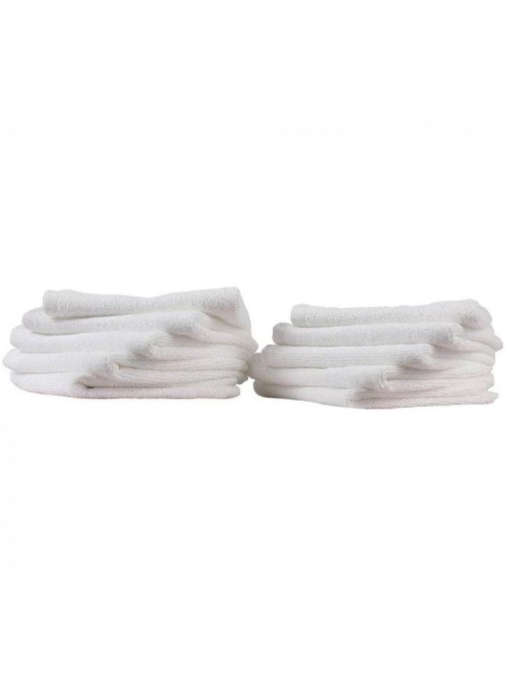 BYFT - Iris White Premium White Face Towels 33x33 Cm Set of 12 High quality Cotton Highly Absorbent and Ultrasoft Quick Dry Bath Linen 600 GSM - Image 1