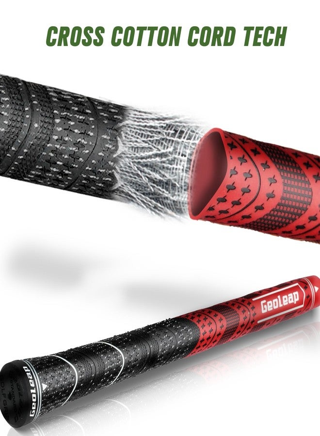 Geoleap Golf Grips Set of 13 - Standard/Midsize, Red, Textured, Rubber, High Feedback & Traction, Hybrid Golf Club Grips - Image 3