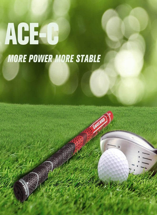 Geoleap Golf Grips Set of 13 - Standard/Midsize, Red, Textured, Rubber, High Feedback & Traction, Hybrid Golf Club Grips - Image 2