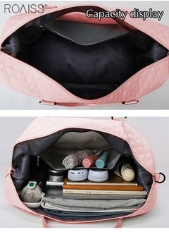 roaiss 2-Piece Set Of Large-Capacity Travel Handbags With Separate Wet And Dry Pockets Gym Bag With Independent Shoe Compartment Diamond Pattern Duffel Bag And Crossbody Bag  - Image 3