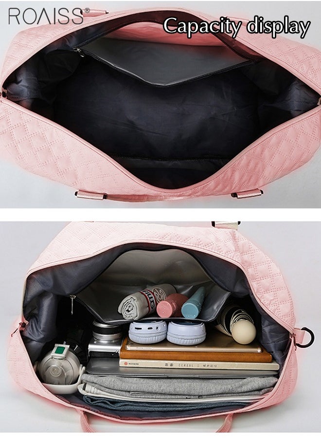 roaiss - 2-Piece Set Of Large-Capacity Travel Handbags With Separate Wet And Dry Pockets Gym Bag With Independent Shoe Compartment Diamond Pattern Duffel Bag And Crossbody Bag - Image 1