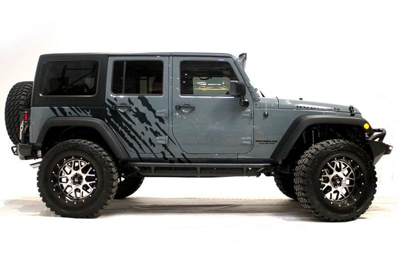 Factory Crafts Splash Side Graphics Kit Vinyl Decal Wrap Compatible with Jeep Wrangler 4 Door 20072016 Matte Black