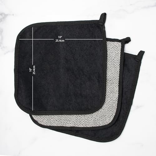 The Rustic Man Terry Wash Cloths for Face and Body, Dual-Sided Cleansing and Exfoliating Washcloths, Machine Wash, Black, 3 Count - Image 2