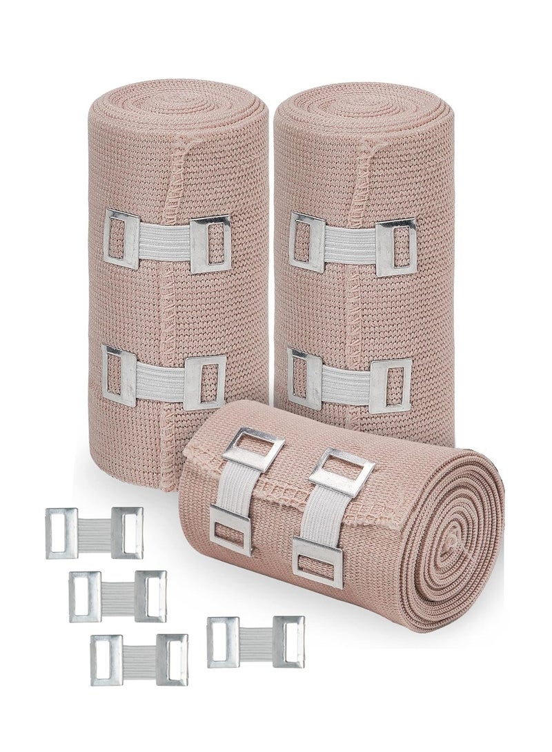 Elastic Bandage With Clips, Bandage Support For Post Injury Applications, Ankle, Foot, Wrist, Muscles And Joint, 3pcs - Image 1