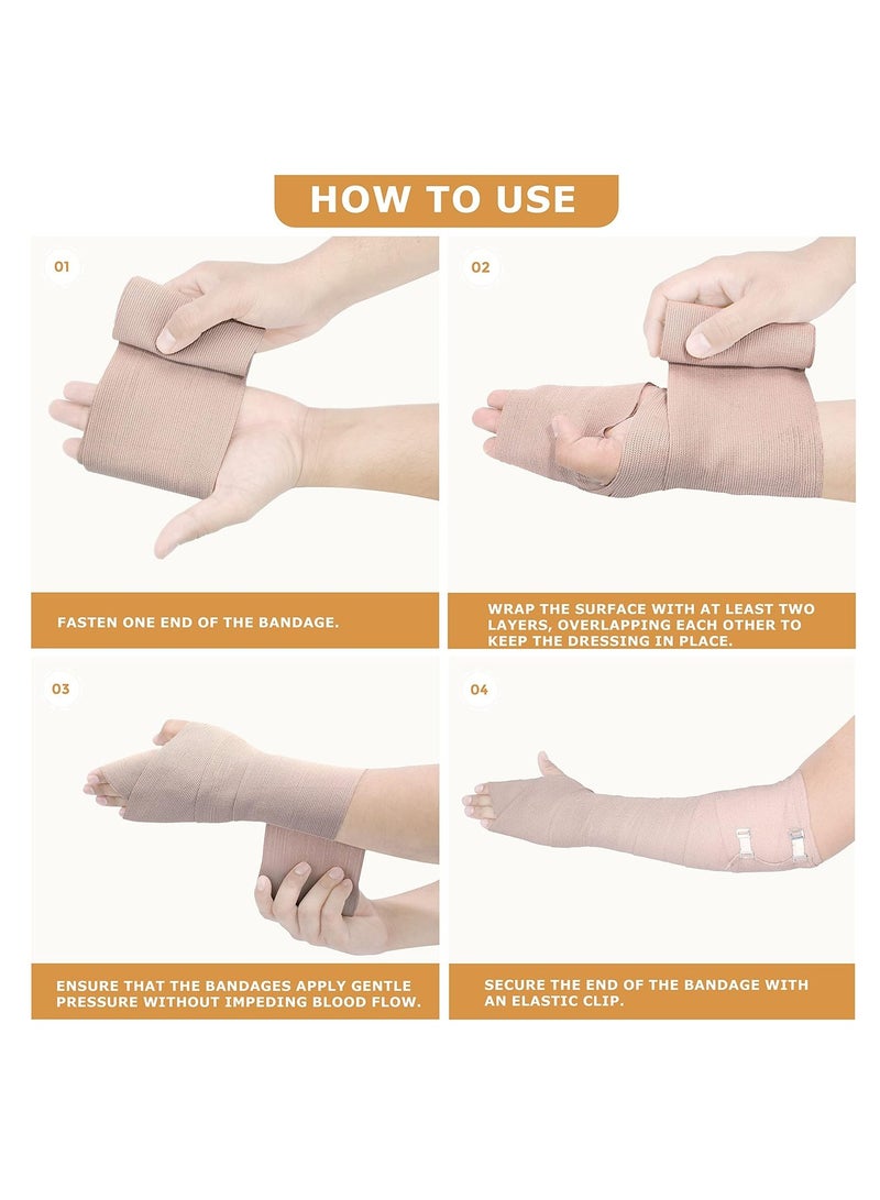 Elastic Bandage With Clips, Bandage Support For Post Injury Applications, Ankle, Foot, Wrist, Muscles And Joint, 3pcs - Image 3