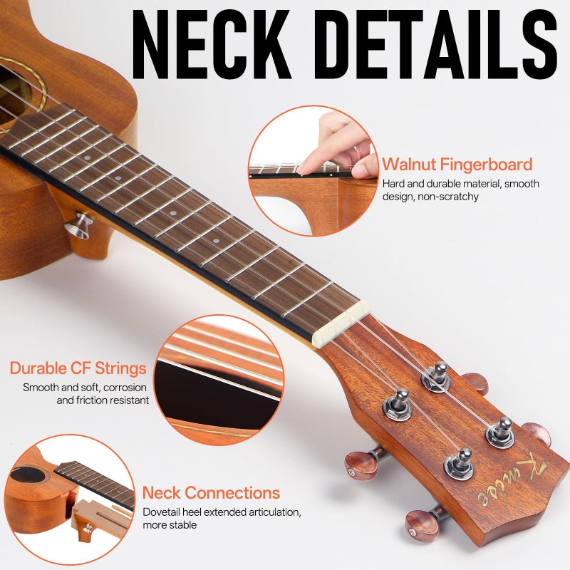 Kmise Professional Ukulele for Adult Beginner, Free Online Lesson 21 inch Soprano Mahogany Ukelele with Kids Ukele Bundle Starter Kit Gig Bag Case, Strap, Tuner, Nylon Strings, Book, Uke Gift Choice - Image 3