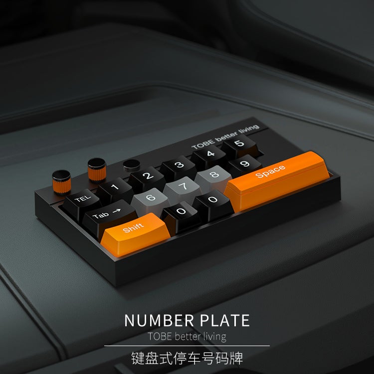 Car Temporary Parking Moving License Plate Keyboard Man Car Number Plate Creative Rotating Hidden Temporary Parking Sign - Image 2