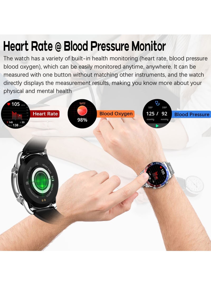RollsTimi  Men's Smartwatch 1.43" Amoled HD Full Touch Screen Fitness Tracker Heart Rate Pressure Sleep Monitor Business Sports Smart Watch for Men  - Image 3