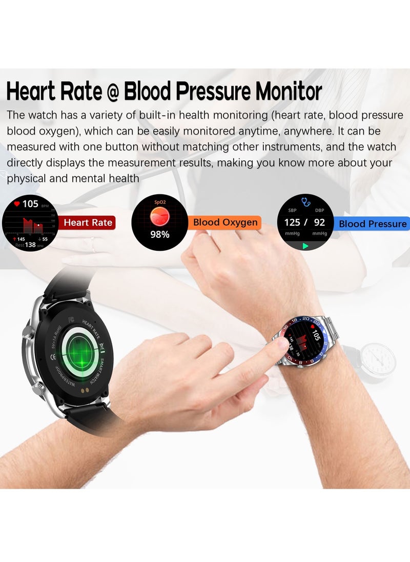 RollsTimi  - Men's Smartwatch 1.43" Amoled HD Full Touch Screen Fitness Tracker Heart Rate Blood Pressure Sleep Monitor Business Sports Smart Watch for Men - Image 1