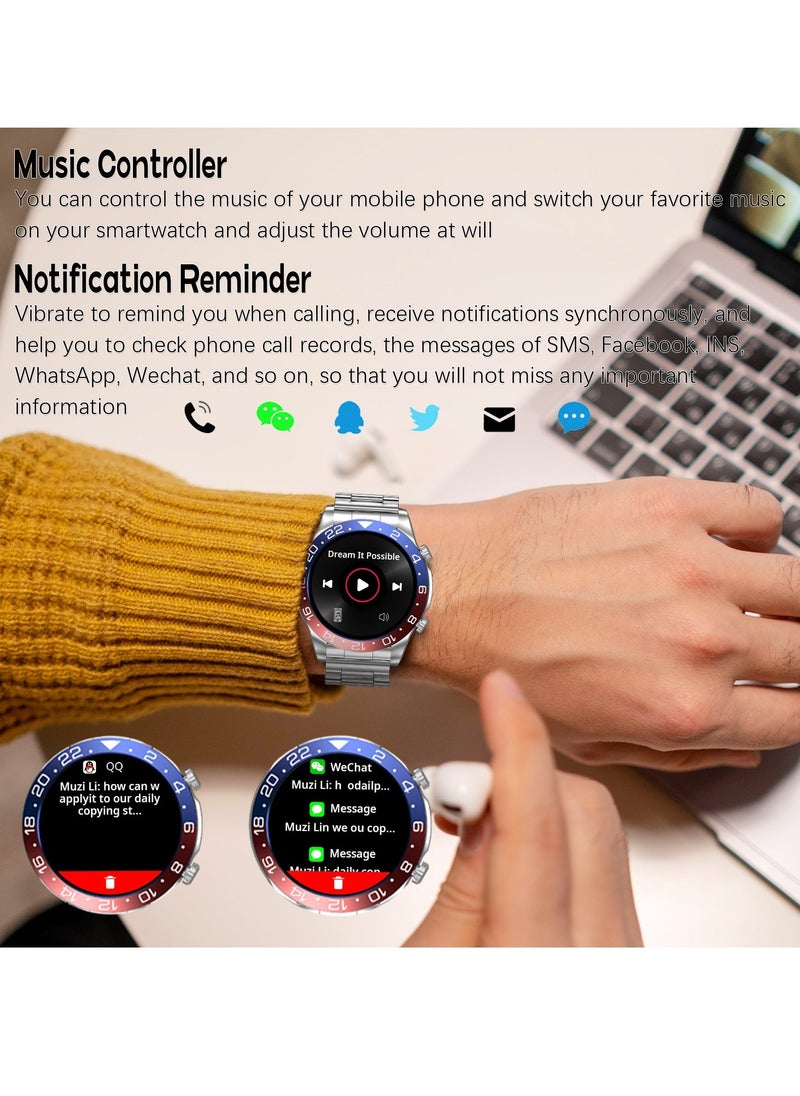 RollsTimi  - Men's Smartwatch 1.43" Amoled HD Full Touch Screen Fitness Tracker Heart Rate Blood Pressure Sleep Monitor Business Sports Smart Watch for Men - Image 1
