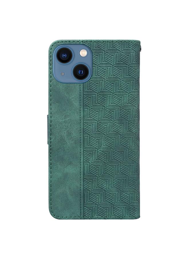 S-TOP Case For iPhone 14 Plus Geometric Embossed Leather Phone Case - Image 3