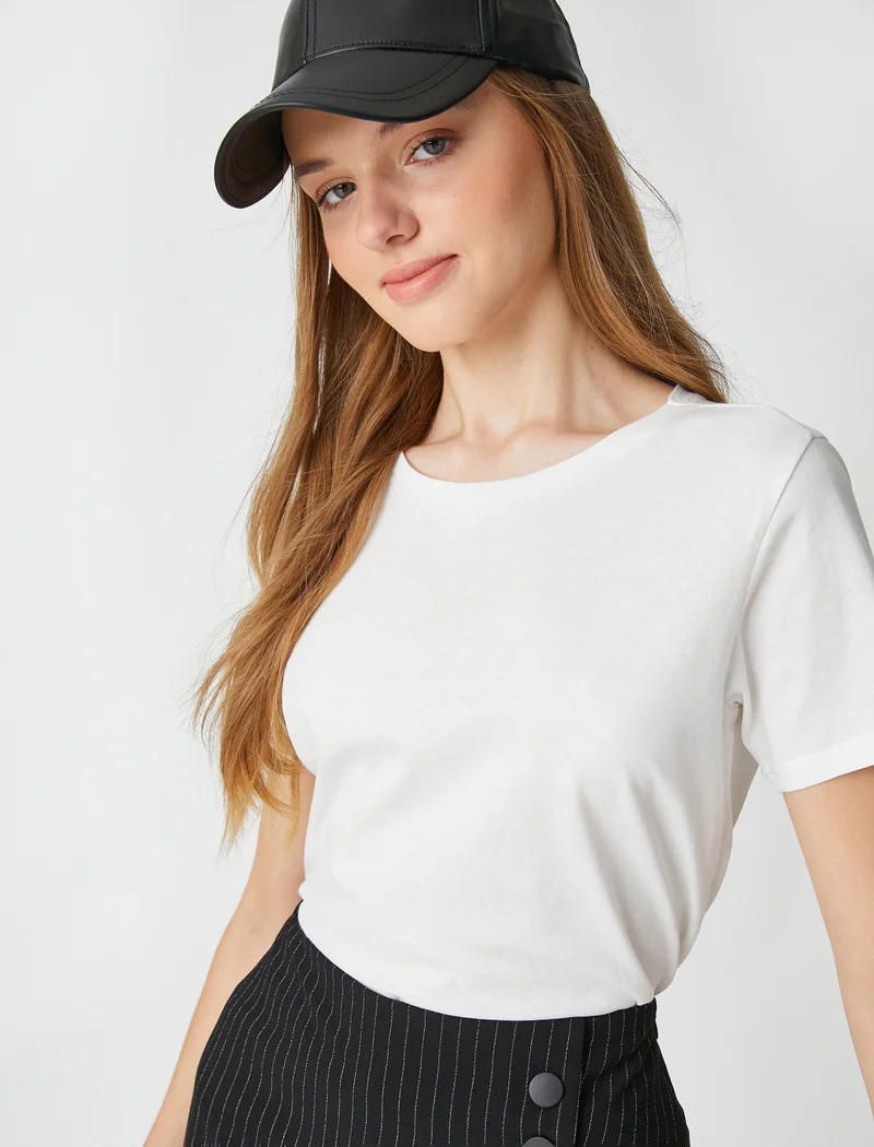كوتون Short Sleeve Crew Neck Basic T-Shirt